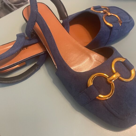 Blue Faux Suede Sling Back with Buckle - Size 10 but fit like 11 - BRAND NEW - Picture 3 of 3